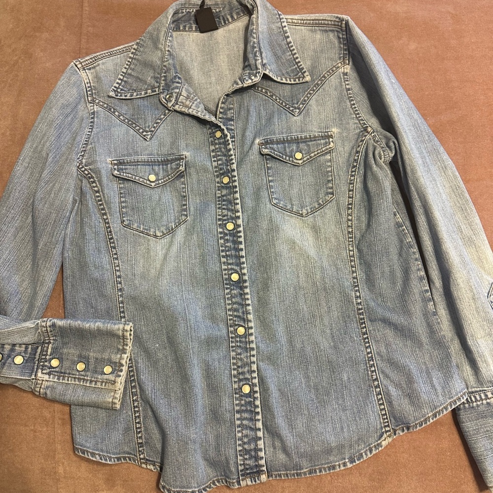 Denim Western Style Button-Up Shirt